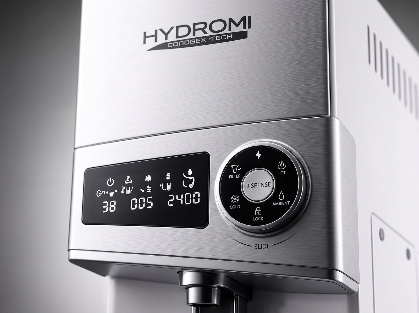 Hydromi Control Panel — close-up of the control panel and buttons