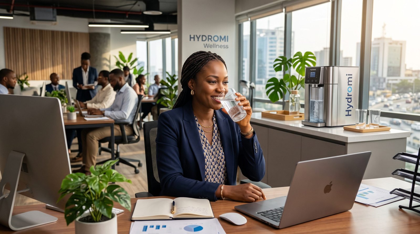 Nigerian woman staying refreshed and hydrated in the afternoon